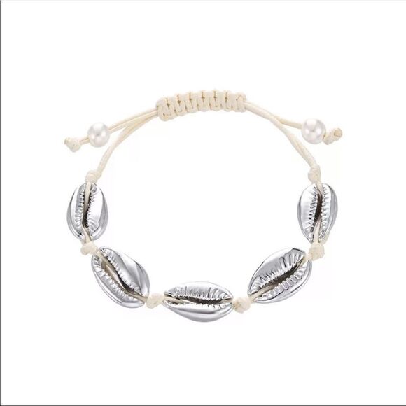 Bohemian Puka Shell Bracelet Adjustable SILVER - Picture 6 of 7